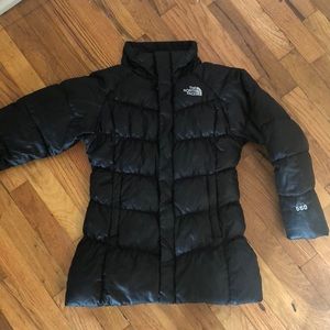 Girls, The North Face puffer coat.
